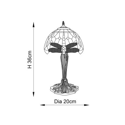 Endon 64091 - Bordslampa Tiffany DRAGONFLY 1xE14/7W/230V Ø 20 cm
