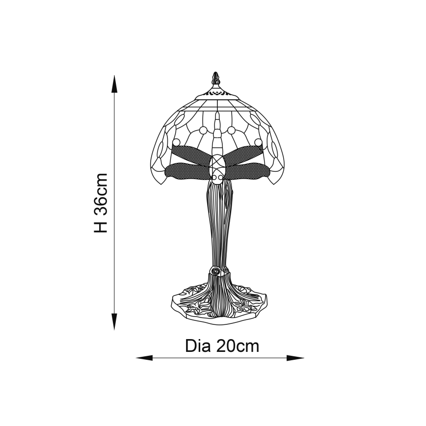 Endon 64091 - Bordslampa Tiffany DRAGONFLY 1xE14/7W/230V Ø 20 cm
