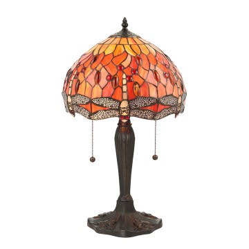 Endon 64092 - Bordslampa Tiffany DRAGONFLY, 2 x E27, 60 W, 230 V, Ø 30 cm