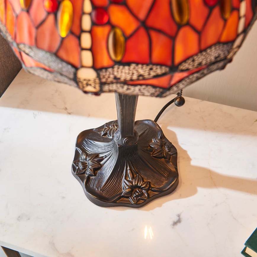 Endon 64092 - Bordslampa Tiffany DRAGONFLY, 2 x E27, 60 W, 230 V, Ø 30 cm