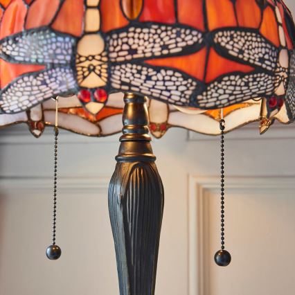 Endon 64092 - Bordslampa Tiffany DRAGONFLY, 2 x E27, 60 W, 230 V, Ø 30 cm
