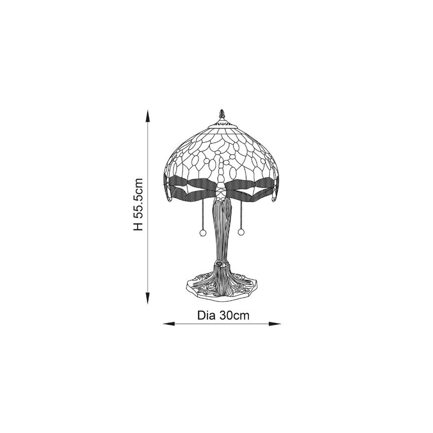 Endon 64092 - Bordslampa Tiffany DRAGONFLY, 2 x E27, 60 W, 230 V, Ø 30 cm