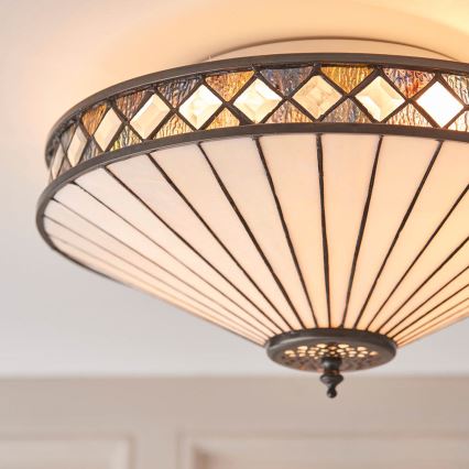 Endon 64145 - Taklampa Tiffany FARGO 2xE27/60W/230V Ø 41,5 cm