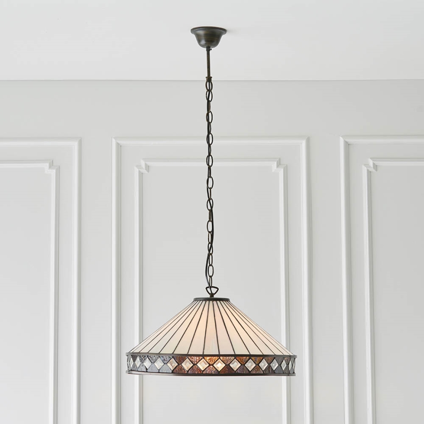 Endon 64147 - Taklampa med kedja Tiffany FARGO 1xE27/60W/230V Ø 50 cm
