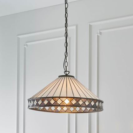 Endon 64147 - Taklampa med kedja Tiffany FARGO 1xE27/60W/230V Ø 50 cm