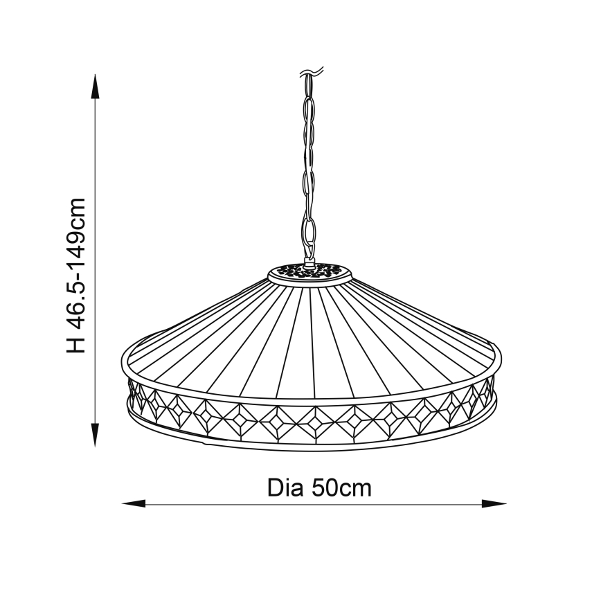 Endon 64147 - Taklampa med kedja Tiffany FARGO 1xE27/60W/230V Ø 50 cm