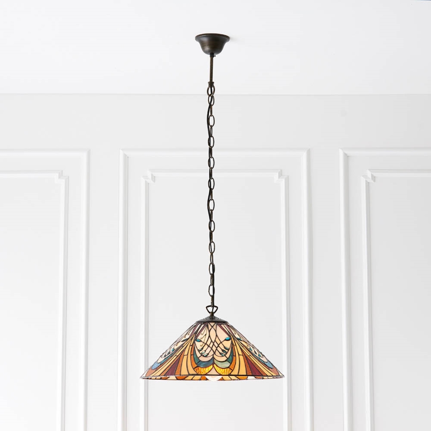 Endon 64162 - Taklampa i Tiffany-stil med kedja HECTOR 1xE27/60W/230V Ø 40 cm