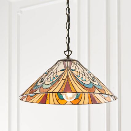 Endon 64162 - Taklampa i Tiffany-stil med kedja HECTOR 1xE27/60W/230V Ø 40 cm
