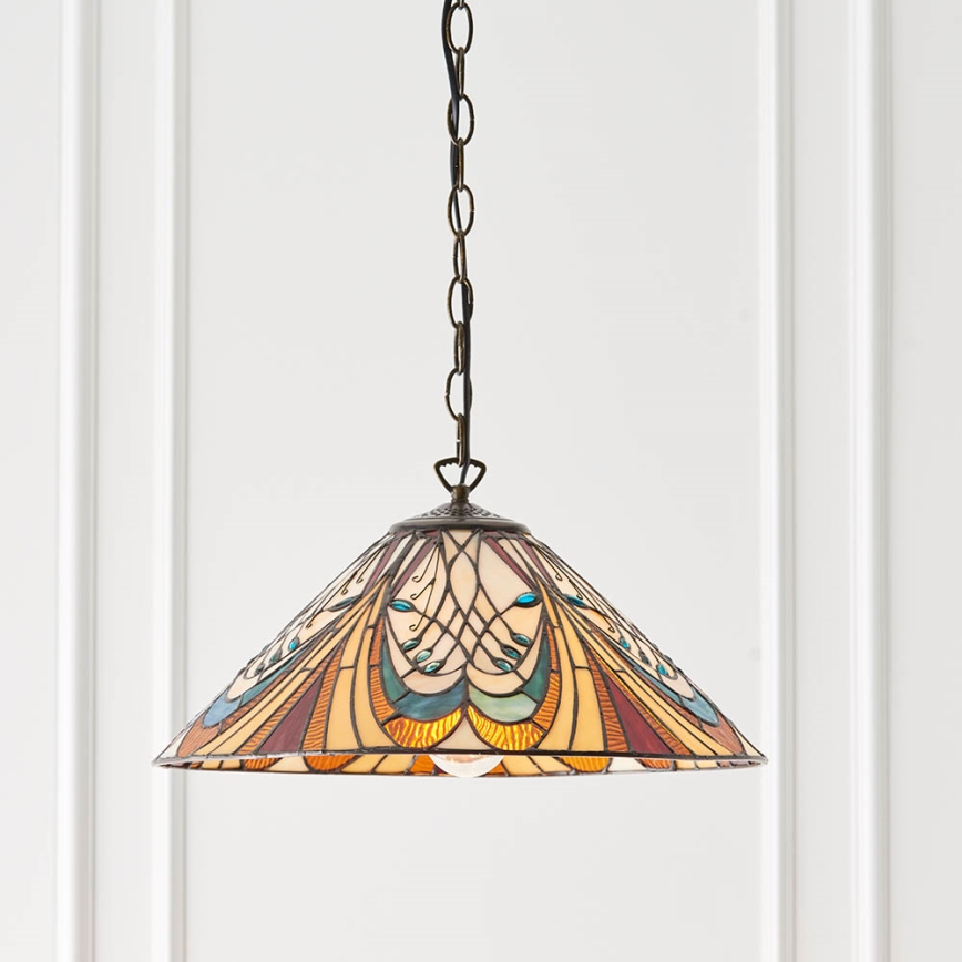 Endon 64162 - Taklampa i Tiffany-stil med kedja HECTOR 1xE27/60W/230V Ø 40 cm