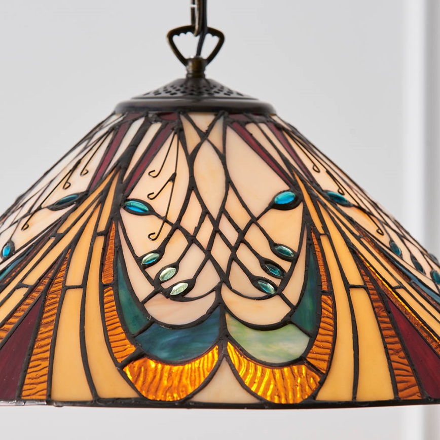 Endon 64162 - Taklampa i Tiffany-stil med kedja HECTOR 1xE27/60W/230V Ø 40 cm