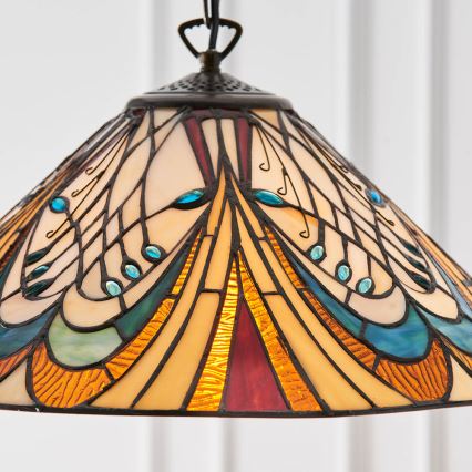Endon 64162 - Taklampa i Tiffany-stil med kedja HECTOR 1xE27/60W/230V Ø 40 cm