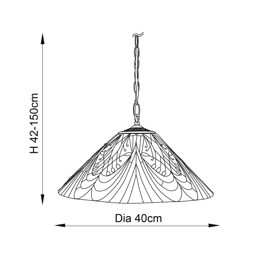 Endon 64162 - Taklampa i Tiffany-stil med kedja HECTOR 1xE27/60W/230V Ø 40 cm