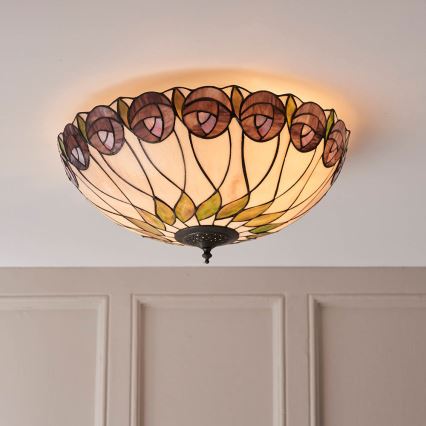 Endon 64173 - Tiffany-taklampa HUTCHINSON 2x E27/60W/230V Ø 50 cm