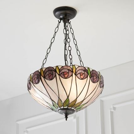 Endon 64175 - Ljuskrona med kedja Tiffany HUTCHINSON 3xE27/60W/230V Ø 40 cm