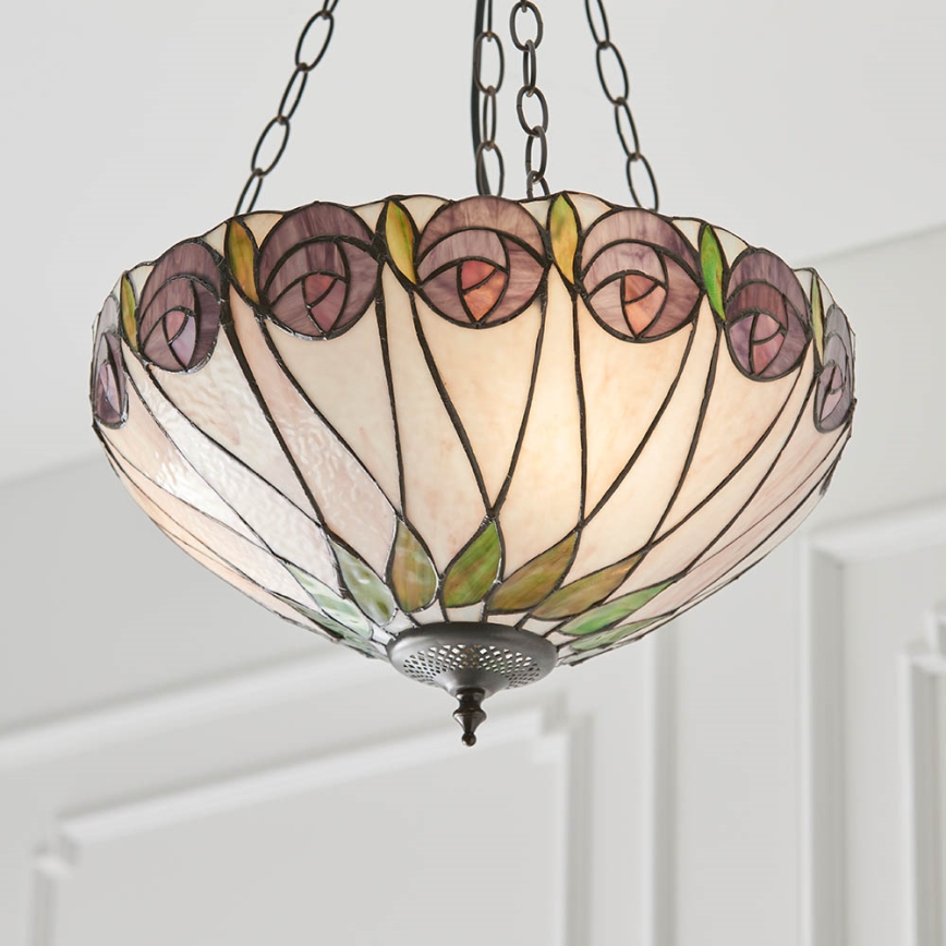 Endon 64175 - Ljuskrona med kedja Tiffany HUTCHINSON 3xE27/60W/230V Ø 40 cm