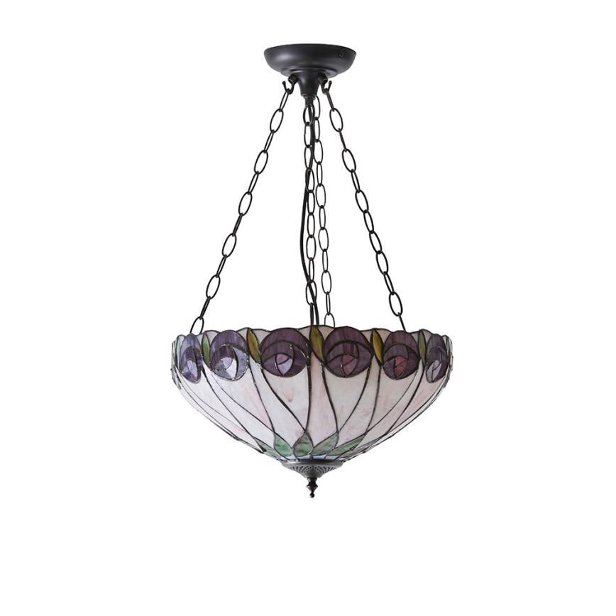 Endon 64175 - Ljuskrona med kedja Tiffany HUTCHINSON 3xE27/60W/230V Ø 40 cm