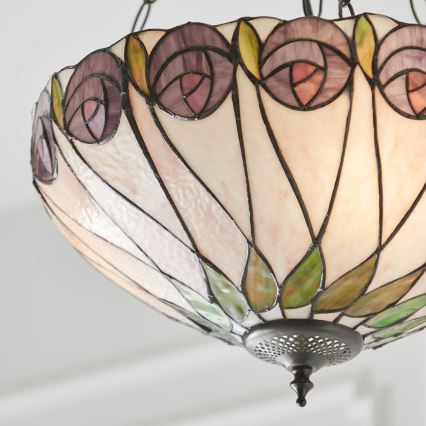 Endon 64175 - Ljuskrona med kedja Tiffany HUTCHINSON 3xE27/60W/230V Ø 40 cm