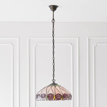 Endon 64176 - Taklampa med kedja Tiffany HUTCHINSON 1xE27/60W/230V Ø 40 cm