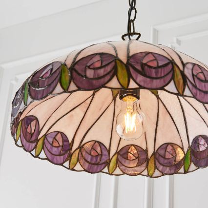 Endon 64176 - Taklampa med kedja Tiffany HUTCHINSON 1xE27/60W/230V Ø 40 cm