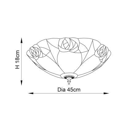 Endon 64182 - Taklampa Tiffany INGRAM 2xE27/60W/230V Ø 45 cm