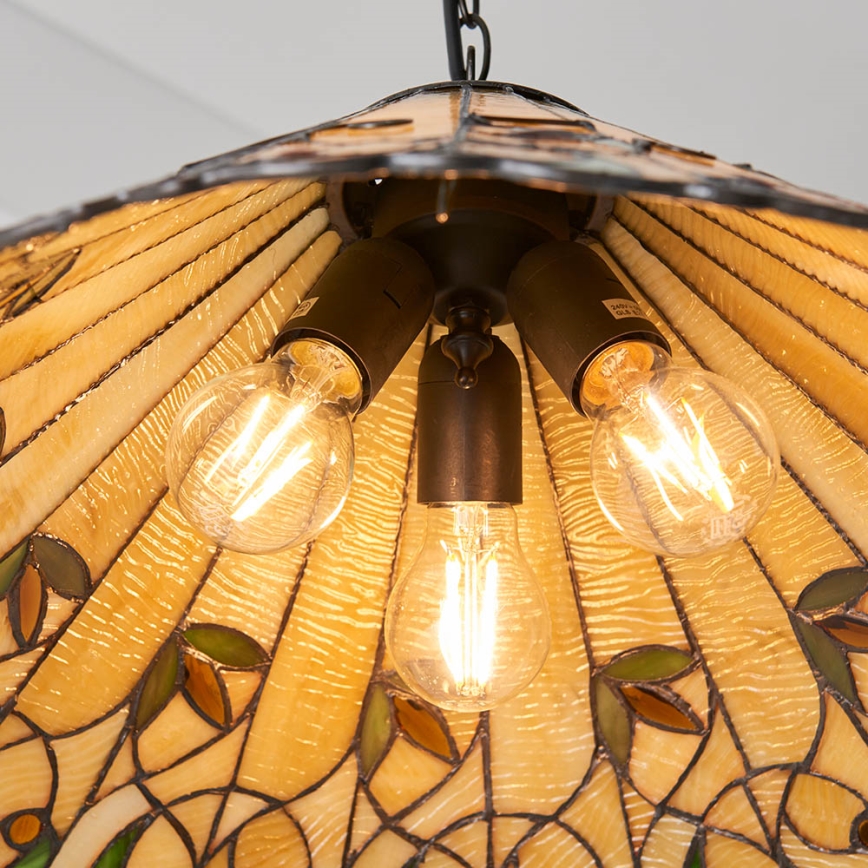 Endon 64194 - Tiffany-ljuskrona JAMELIA, kedjeupphängd, 3xE27/60W/230V Ø 50 cm