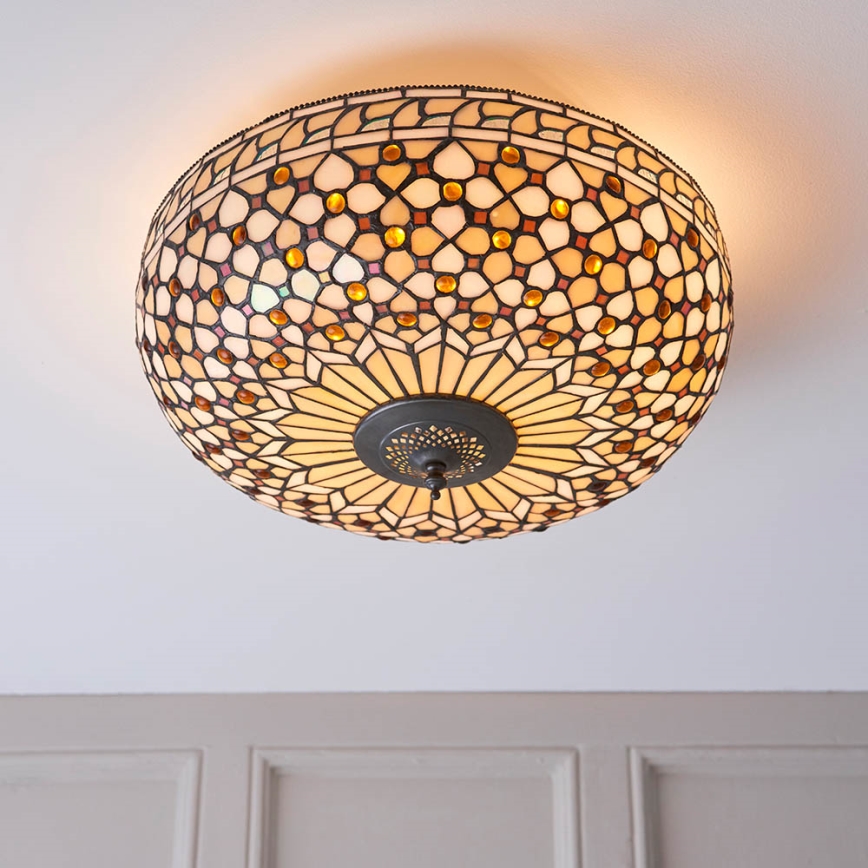 Endon 64276 - Taklampa Tiffany MILLE FEUX 2xE27/60W/230V Ø 45 cm