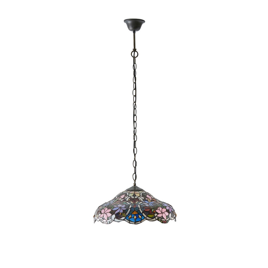 Endon 64325 - Taklampa med kedja Tiffany SULLIVAN 1xE27/60W/230V Ø 40 cm