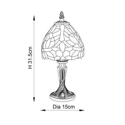 Endon 64331 - Bordslampa Tiffany SYLVETTE 1xE14/40W/230V Ø 15 cm