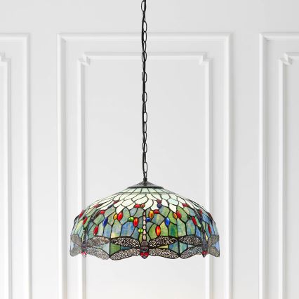 Endon 66148 - Tiffany-taklampa med kedja DRAGONFLY 3xE27/60W/230V Ø 50 cm