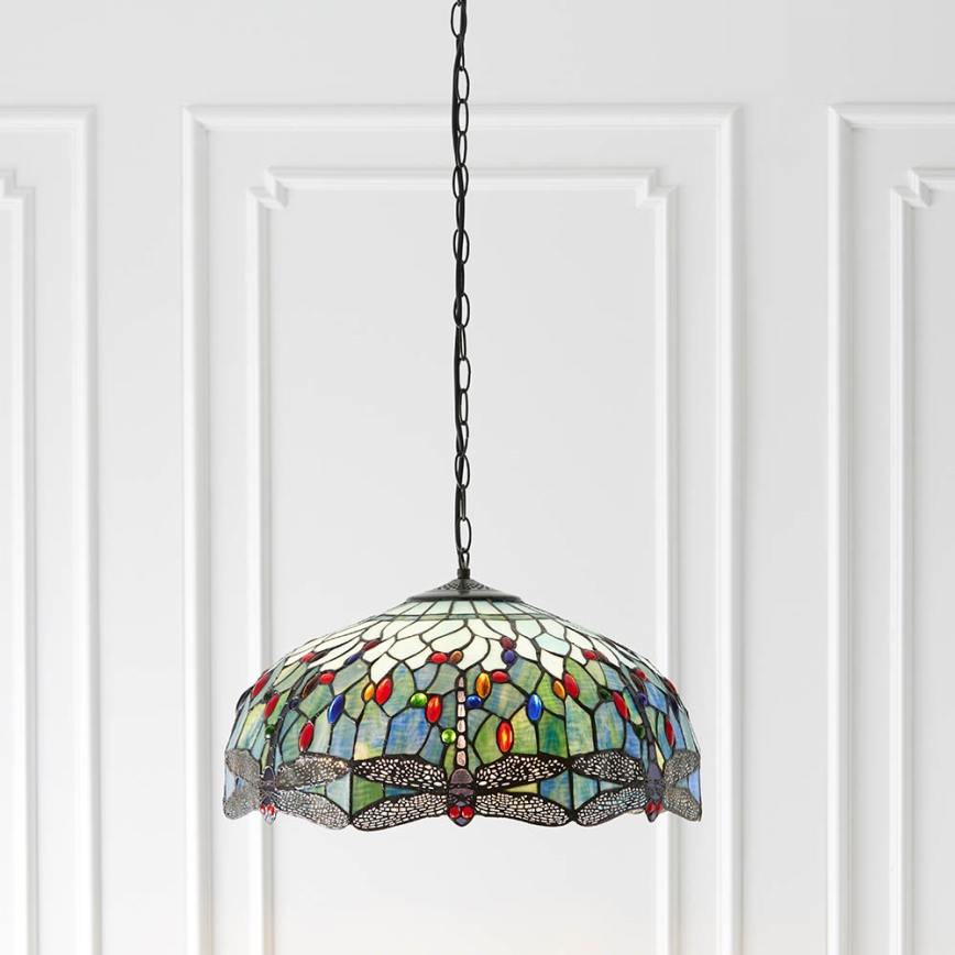Endon 66148 - Tiffany-taklampa med kedja DRAGONFLY 3xE27/60W/230V Ø 50 cm
