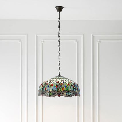 Endon 66148 - Tiffany-taklampa med kedja DRAGONFLY 3xE27/60W/230V Ø 50 cm