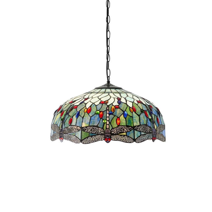 Endon 66148 - Tiffany-taklampa med kedja DRAGONFLY 3xE27/60W/230V Ø 50 cm