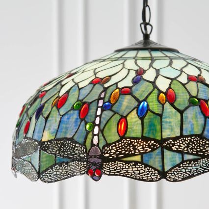 Endon 66148 - Tiffany-taklampa med kedja DRAGONFLY 3xE27/60W/230V Ø 50 cm