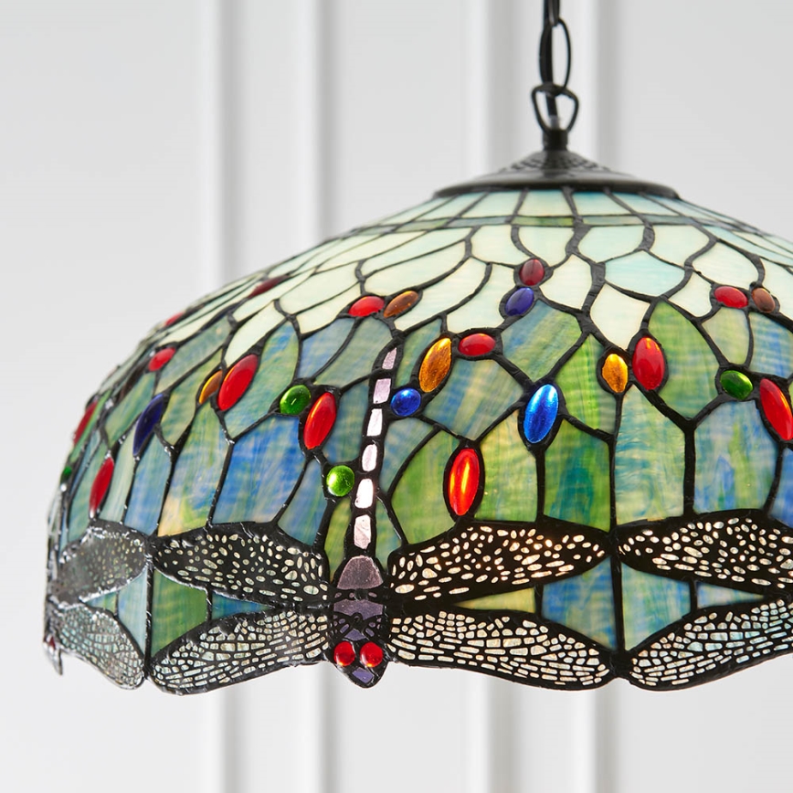 Endon 66148 - Tiffany-taklampa med kedja DRAGONFLY 3xE27/60W/230V Ø 50 cm