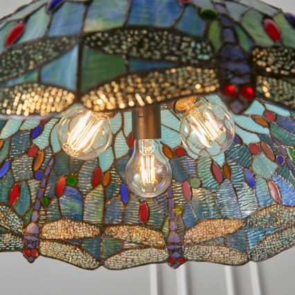 Endon 66148 - Tiffany-taklampa med kedja DRAGONFLY 3xE27/60W/230V Ø 50 cm