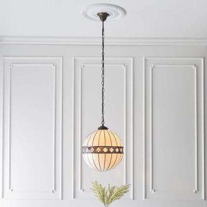 Endon 67045 - Taklampa med kedja Tiffany FARGO 1xE27/60W/230V Ø 40 cm