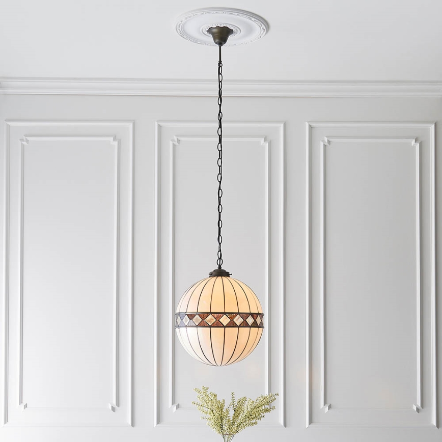 Endon 67045 - Taklampa med kedja Tiffany FARGO 1xE27/60W/230V Ø 40 cm