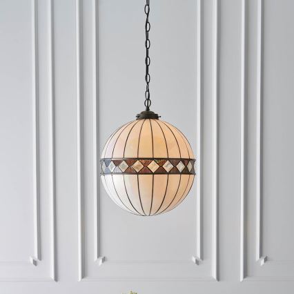 Endon 67045 - Taklampa med kedja Tiffany FARGO 1xE27/60W/230V Ø 40 cm