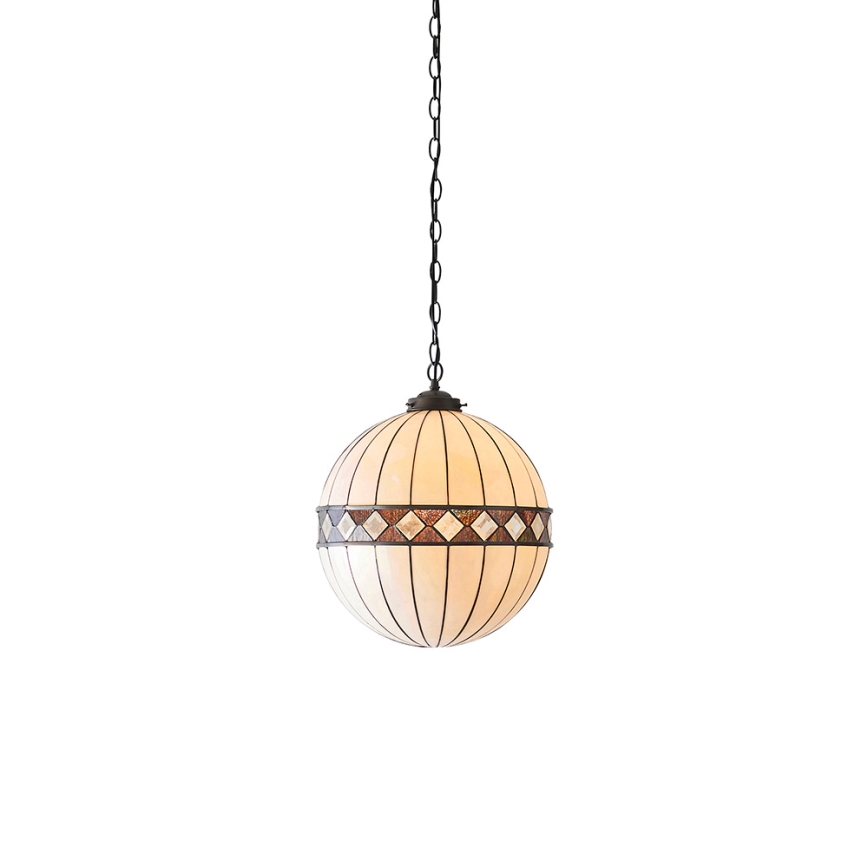 Endon 67045 - Taklampa med kedja Tiffany FARGO 1xE27/60W/230V Ø 40 cm