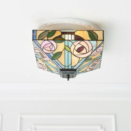 Endon 70699 - Taklampa Tiffany WILLOW 2xE27/60W/230V 35x35 cm