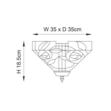 Endon 70699 - Taklampa Tiffany WILLOW 2xE27/60W/230V 35x35 cm