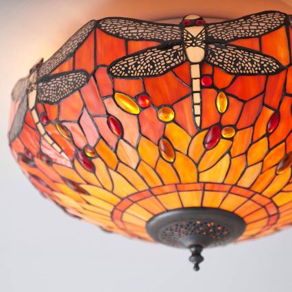 Endon 70721 - Taklampa Tiffany DRAGONFLY 2xE27/60W/230V Ø 41 cm