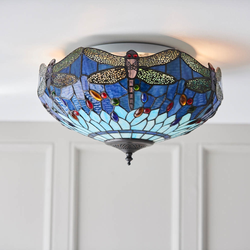 Endon 70722 - Taklampa Tiffany DRAGONFLY 2xE27/60W/230V Ø 41 cm