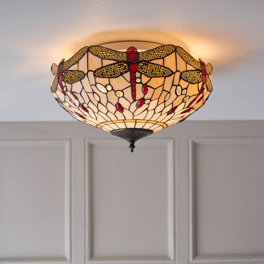 Endon 70723 - Taklampa Tiffany DRAGONFLY 2xE27/60W/230V Ø 41 cm