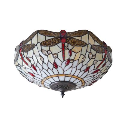 Endon 70723 - Taklampa Tiffany DRAGONFLY 2xE27/60W/230V Ø 41 cm