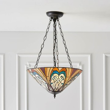 Endon 70750 - Tiffany-ljuskrona HECTOR med kedja, 3xE27/60W/230V, Ø 40 cm