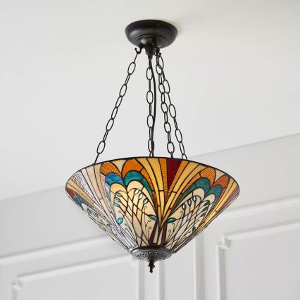 Endon 70750 - Tiffany-ljuskrona HECTOR med kedja, 3xE27/60W/230V, Ø 40 cm