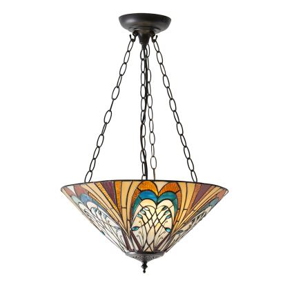 Endon 70750 - Tiffany-ljuskrona HECTOR med kedja, 3xE27/60W/230V, Ø 40 cm