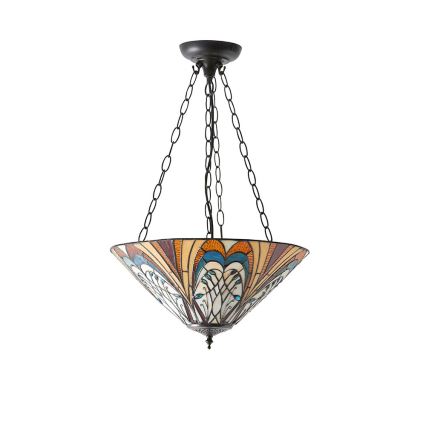 Endon 70750 - Tiffany-ljuskrona HECTOR med kedja, 3xE27/60W/230V, Ø 40 cm