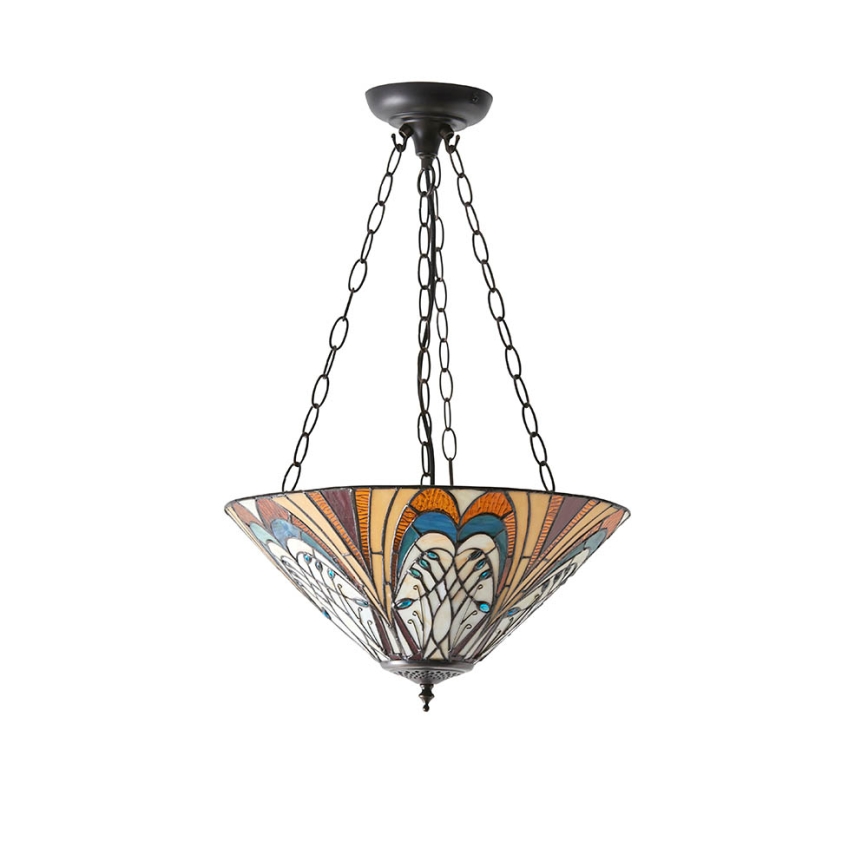 Endon 70750 - Tiffany-ljuskrona HECTOR med kedja, 3xE27/60W/230V, Ø 40 cm